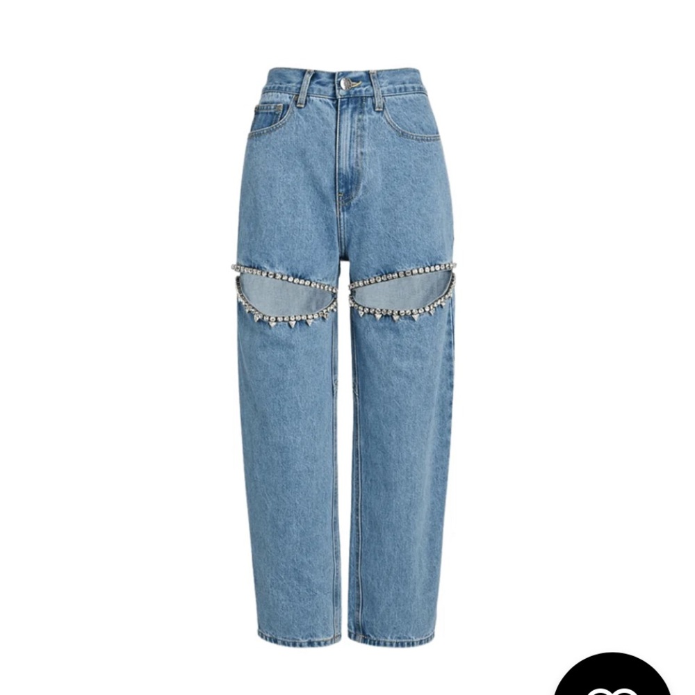 Disco Darling Embellished Cutout High-Rise Jeans